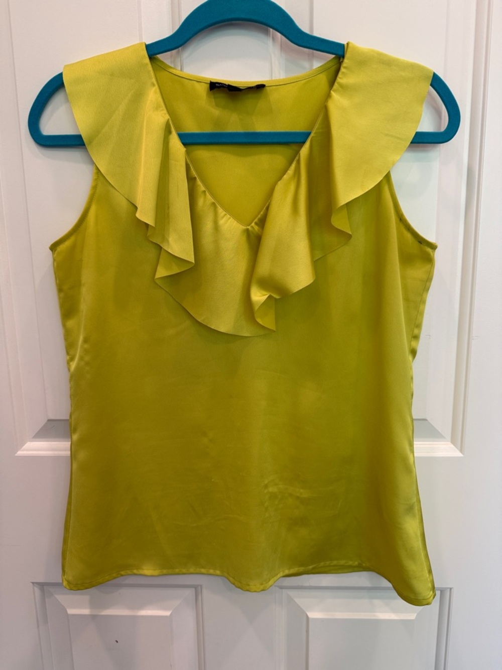 Banana Republic Lime-Green Ruffle V-Neck Sleeveless Camisole